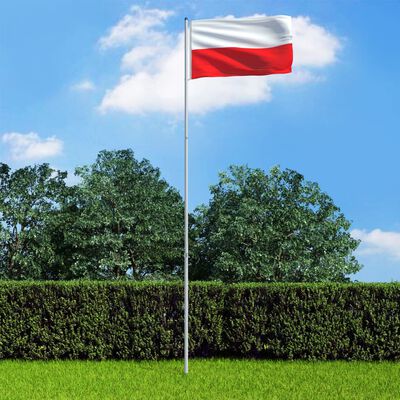 vidaXL Puolan lippu ja tanko alumiini 6 m
