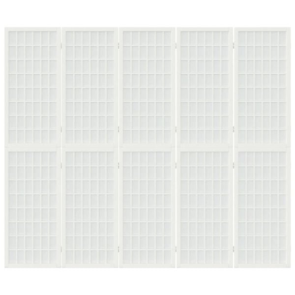 vidaXL Tilanjakaja 5 paneelia japanilaistyylinen 200x170cm valkoinen