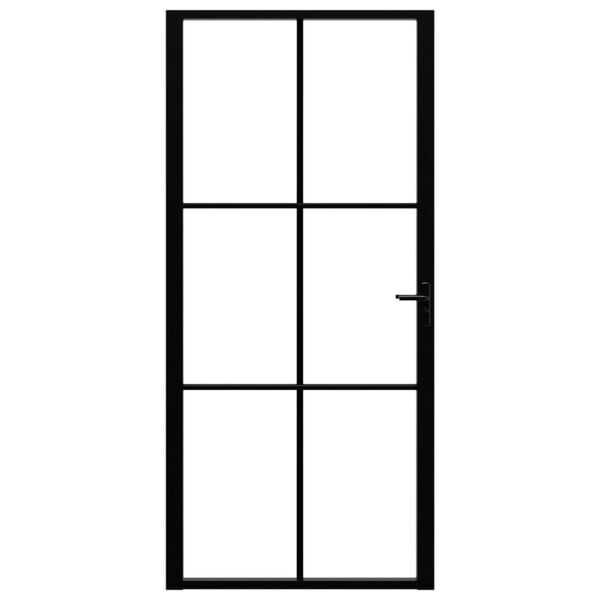vidaXL Sisäovi ESG-lasi ja alumiini 93x201,5 cm musta