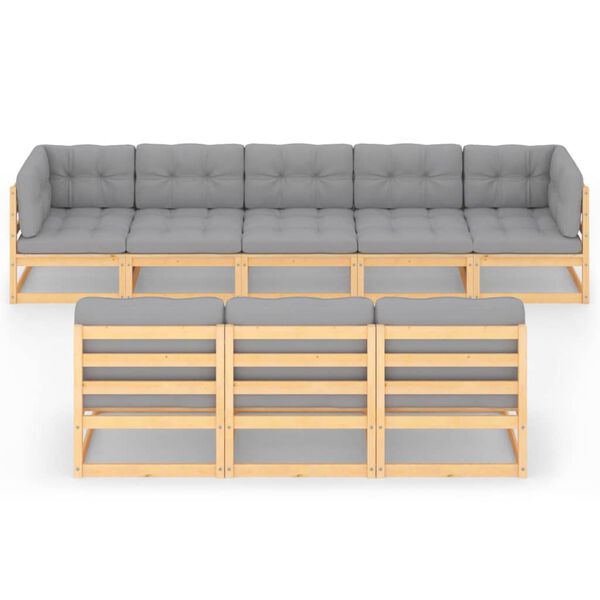 vidaXL 8-osainen Puutarhasohvasarja tyynyillä täysi mänty