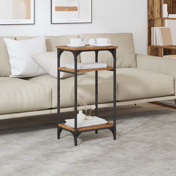 vidaXL Sivup&ouml;yt&auml; hyllyll&auml; Vanha Puu 40 x 30 x 75 cm Tekninen puu