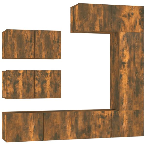 vidaXL 6-osainen TV-kaappisarja savutammi tekninen puu