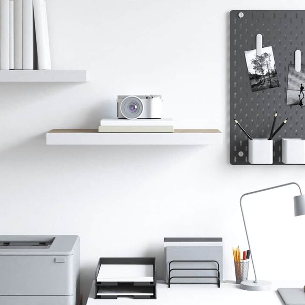 vidaXL Kelluva sein&auml;hylly tammi ja valkoinen 60x23,5x3,8 cm MDF