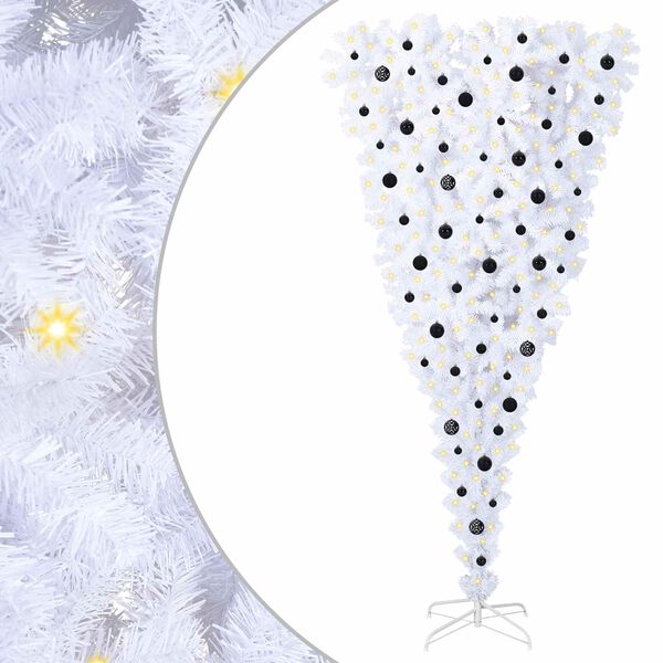 vidaXL Tekojoulukuusi 300 LED-valoilla Valkoinen 240 cm PVC ja Ter&auml;s