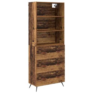 vidaXL Korkea kaappi Vanha Puu 69,5 x 34 x 180 cm Tekninen puu