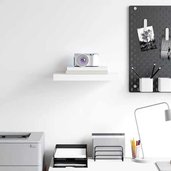 vidaXL Kelluva sein&auml;hylly valkoinen 40x23x3,8 cm MDF