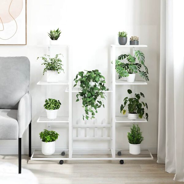 vidaXL Kukkateline py&ouml;rill&auml; 94,5x24,5x91,5 cm valkoinen rauta