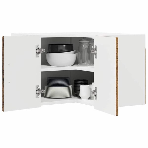 vidaXL Keitti&ouml;kaappi hyllyll&auml; Vanha puu 57 x 57 x 40 cm Tekninen puu