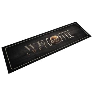 vidaXL Keitti&ouml;n pest&auml;v&auml; matto Coffee teksti 45x150 cm sametti
