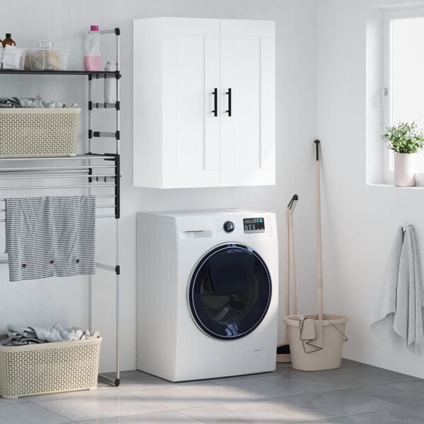 vidaXL Sein&auml;kiinnitett&auml;v&auml; kaappi valkoinen 69,5x34x90 cm tekninen puu