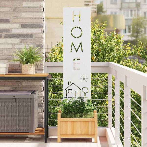 vidaXL Puutarhan yksityisyyden verho Viivakuvio Valkoinen 32 x 140 cm