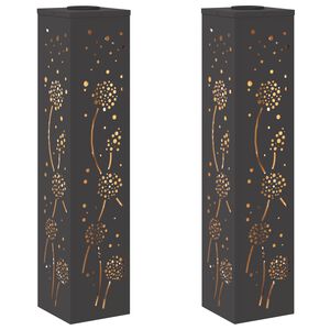 vidaXL Aurinko LED-polkuvalo 2 kpl L&auml;mpim&auml;n Valkoinen 18 x 18 x 80 cm