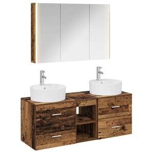 vidaXL Kylpyhuonekalustesetti 4 pcs Vanha puu Tekninen puu ja lasi