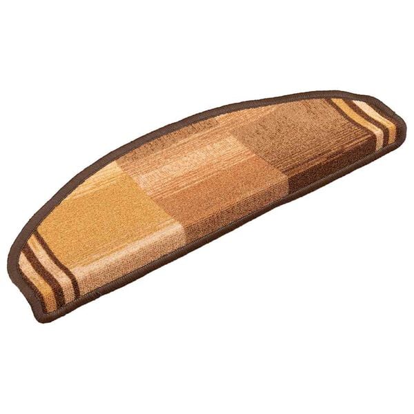 vidaXL Itsekiinnittyv&auml;t porrasmatot 15 kpl ruskea 65x21x4 cm