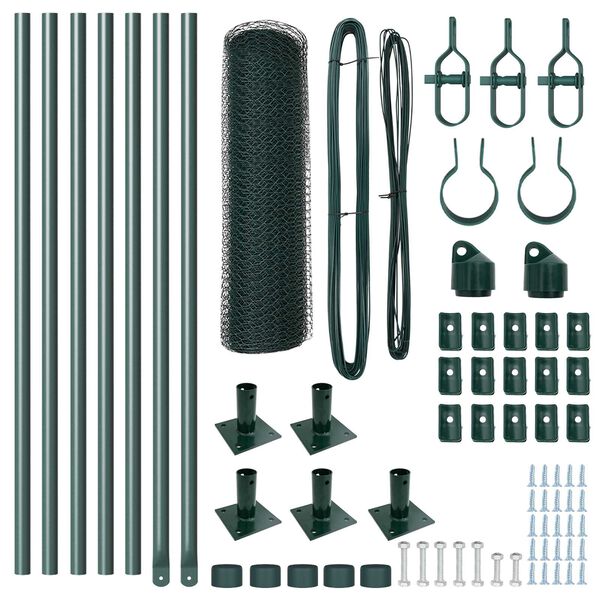 vidaXL Aitalatu Vihreä 10 x 0,5 m (25 mm verkko) Terästä ja PVC:tä