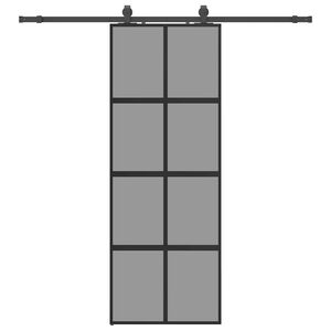 vidaXL liukuovi laitteistosarjalla musta 76x205 cm karkaistu lasi