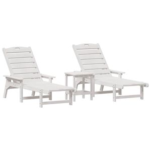 vidaXL Aurinkotuoli 3 pcs Valkoinen Polyeteeni