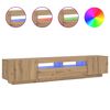 vidaXL TV-kaappi LED-valoilla k&auml;sity&ouml;l&auml;inen tammi 200x35x40 cm