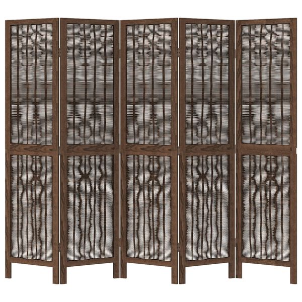 vidaXL 5-Paneelinen tilanjakaja tummanruskea t&auml;ysi keisaripuu
