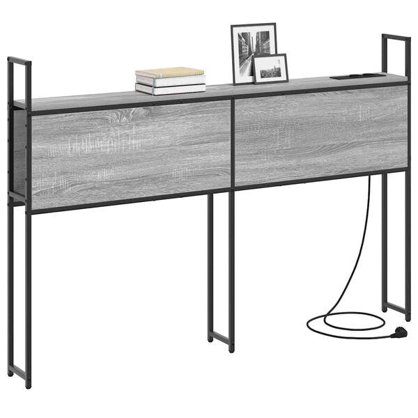 vidaXL S&auml;ilytyss&auml;nky latausasemalla Harmaa sonoma 120 cm Tekninen puu