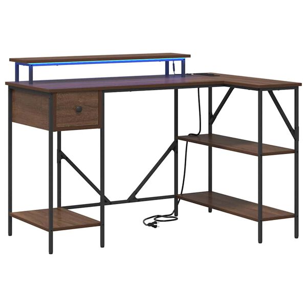 vidaXL P&ouml;yt&auml; hyllyll&auml; Ruskea tammi 120 x 79 x 86,5 cm Tekninen puu