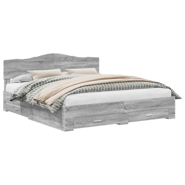 vidaXL S&auml;ngyn runko p&auml;&auml;tyll&auml; Harmaa Sonoma 200 x 200 cm Tekninen puu