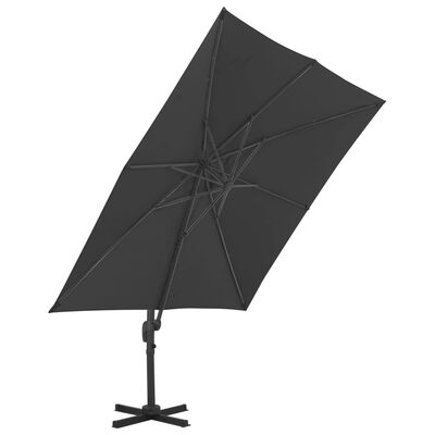 vidaXL Riippuva aurinkovarjo alumiinipylväällä 3x3 m musta