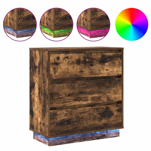 vidaXL Yöpöytäkaappi Savupähkinä 71 x 34,5 x 75 cm Tekninen puu