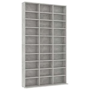 vidaXL CD-hylly betoninharmaa 102x16x177,5 cm tekninen puu