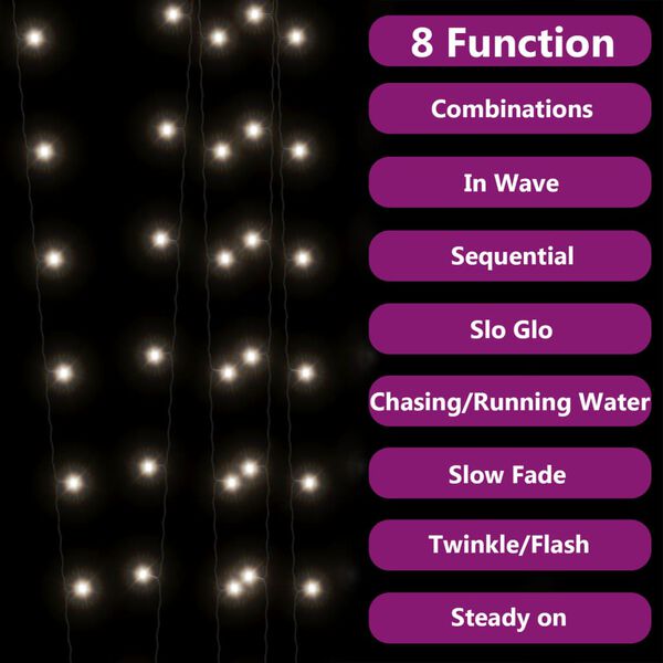 vidaXL Aurinkoenergia keijuvalot 2 kpl 2x200 LED kylm&auml; valk. sis&auml;/ulko