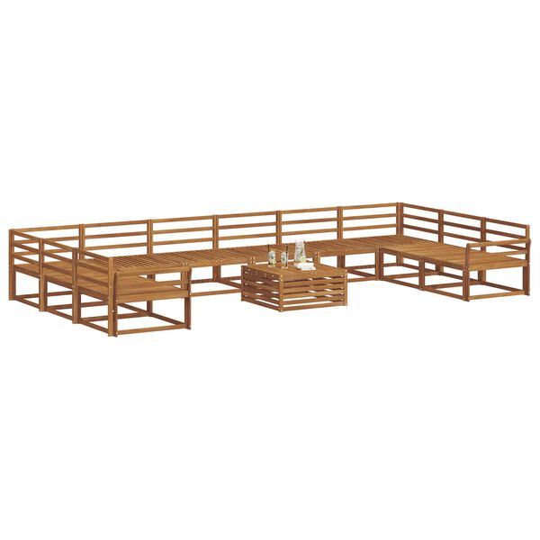 vidaXL Ulkosohvakokoelma 11 pcs Luonnollinen Tihe&auml; akasiapuu