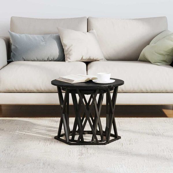 vidaXL Sivupöytä 2 pcs Musta tammi. Kehitetty puu ja teräs