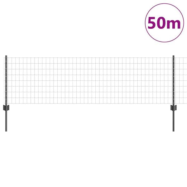 vidaXL Aita ja Tuki Harmaa 0,6 x 50 m Ter&auml;st&auml; ja PVC:t&auml;