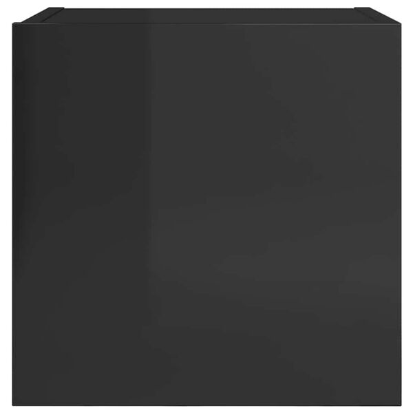 vidaXL Sein&auml;kiinnitett&auml;v&auml; TV-taso korkeakiillto musta 30,5x30x30cm