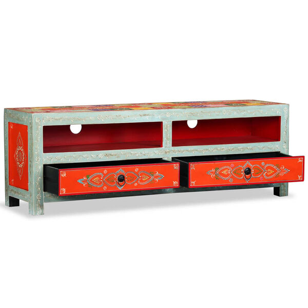 vidaXL TV-taso kiinte&auml; mangopuu k&auml;sinmaalattu