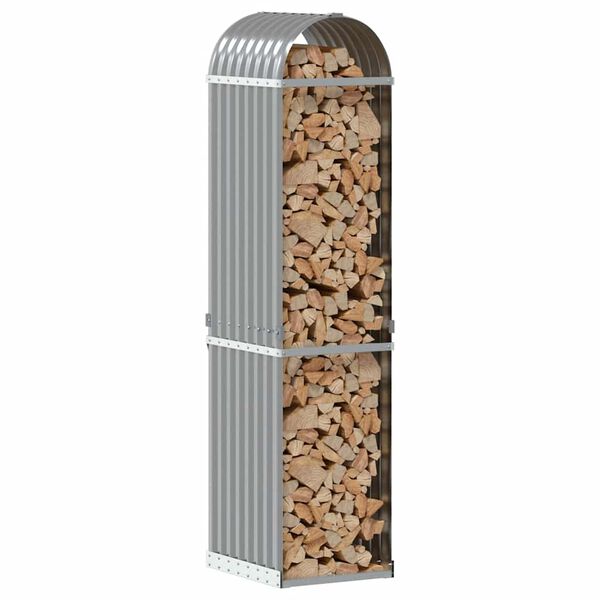 vidaXL Polttopuuteline vaaleanharmaa 40x45x170 cm galvanoitu teräs