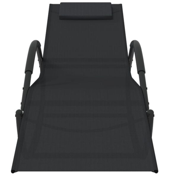 vidaXL Keinuvat aurinkotuolit 2 kpl musta teräs ja Textilene