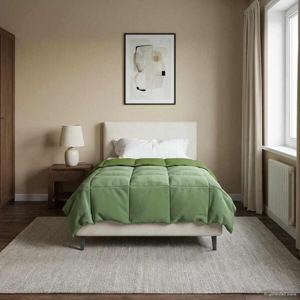 vidaXL Koko Vuoden Peitto Quiltottu Vihre&auml; 155 x 200 cm Mikrokuitu