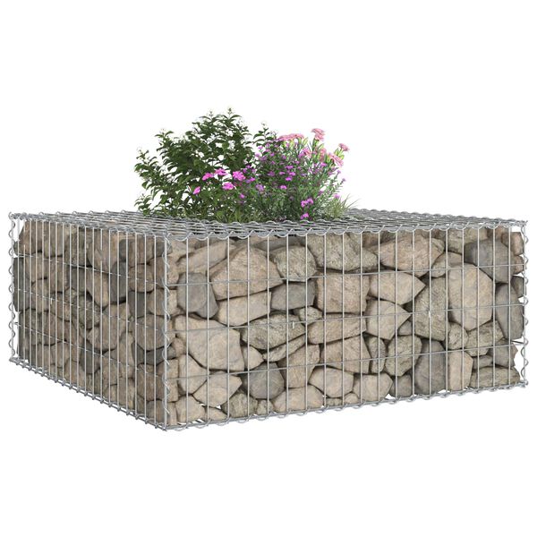 vidaXL Gabion Kohotettu Peti Hopea 100 x 100 x 40 cm Galvanoitu ter&auml;s