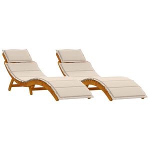 vidaXL Aurinkotuoli 2 pcs Valkoinen 184 x 55 x 64cm Täysi Akaasiapuu