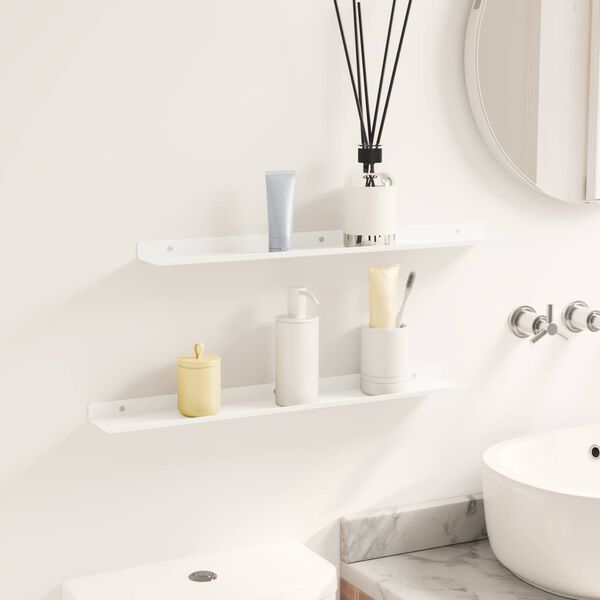 vidaXL Kelluva hylly 2 pcs Valkoinen 60 x 8,5 x 2,5 cm Ter&auml;s