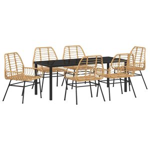 vidaXL Piharuokailu setti 7 pcs Ruskea polyrottinki