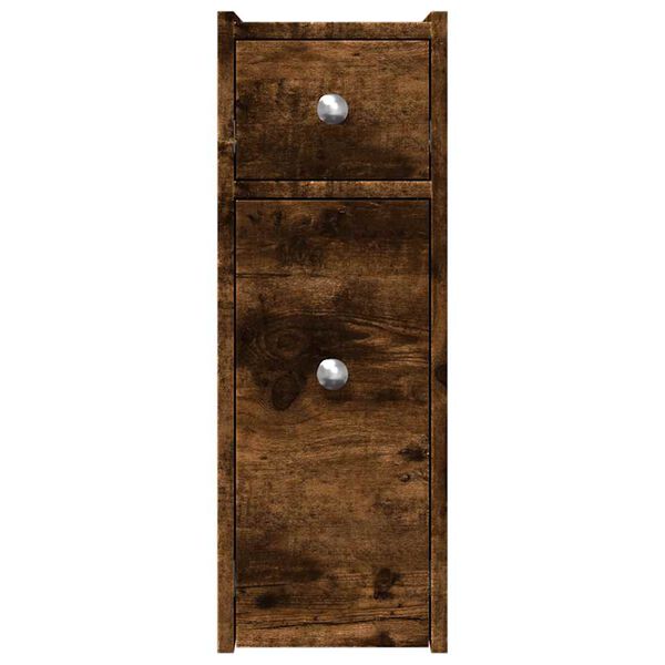 vidaXL Kapea kylpyhuonekaappi pyörillä savutammi tekninen puu