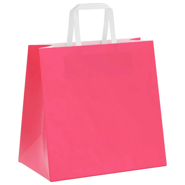 vidaXL Paperikassit 50 kpl kahvoilla pinkki 26x17x25 cm