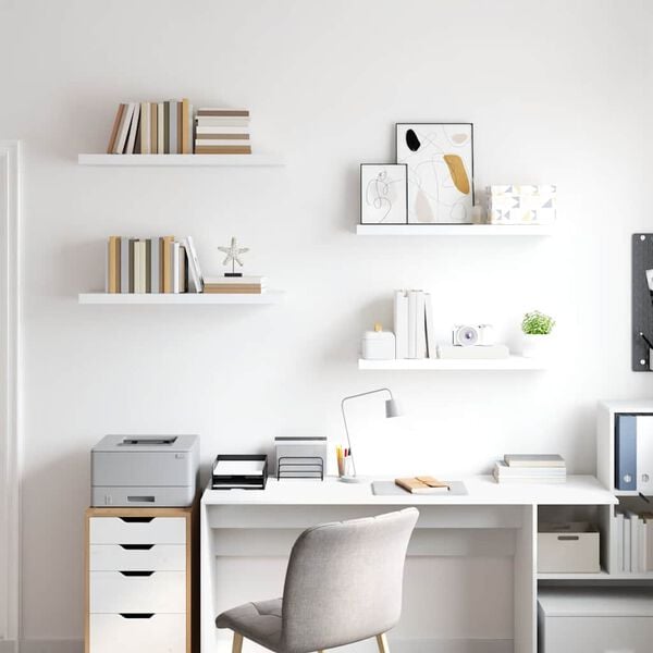 vidaXL Kelluvat sein&auml;hyllyt 4 kpl valkoinen 80x23,5x3,8cm MDF