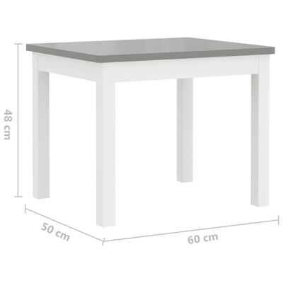 vidaXL 3-osainen Lasten pöytä ja tuolisarja valkoinen ja harmaa MDF