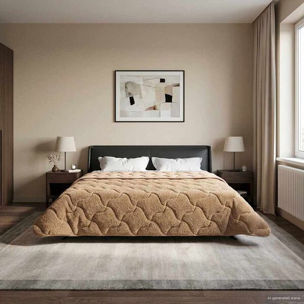 vidaXL Kes&auml;peitto Quiltottu Harmaanruskea 200 x 220 cm