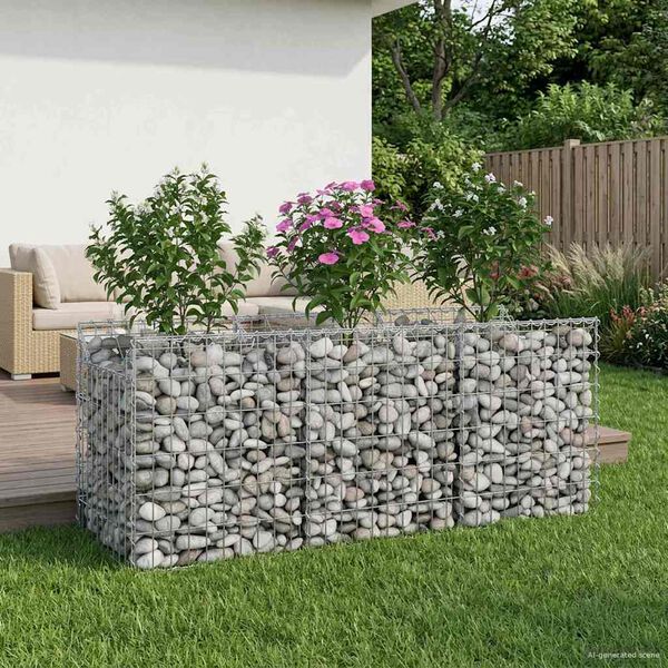 vidaXL Gabion Kohotettu Peti Hopea 150 x 50 x 60 cm Galvanoitu ter&auml;s
