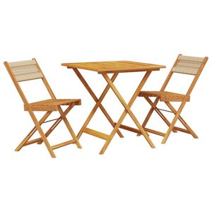 vidaXL 3-osainen Bistrosarja beige polypropeeni ja t&auml;ysi akasiapuu