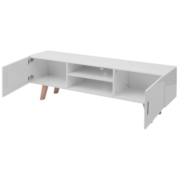 vidaXL TV-taso MDF 150 x 35 x 48,5 cm korkeakiilto valkoinen